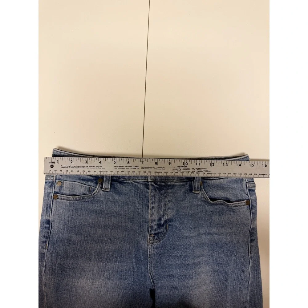 Liverpool‎ Womens 4/27 Blue Crop Flare Raw Step Hem Stretch Denim Jeans